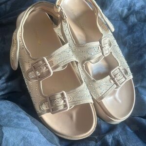 Tan Crystal sandals size 8